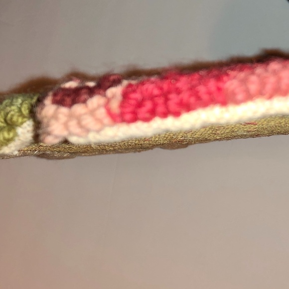 NWT Red Poinsettia 123 Creations C675-15rd 100% Wool Hand Hooked Chair Pad - Picture 7 of 11